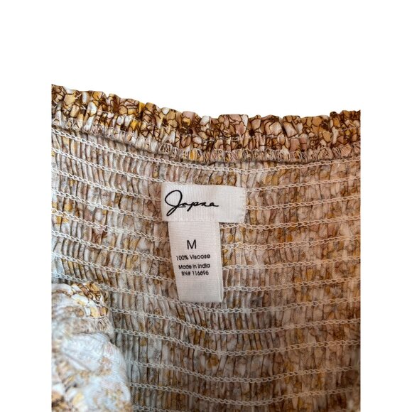 Japna Floral Yellow Brown Sleeveless Midi Dress With Ruffle Straps Womens Size M - Picture 3 of 5